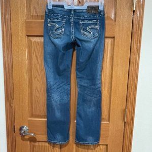 SILVER JEANS LOLA 17" Bootcut Women's 26 x 30 Blue Denim Jeans Distressed